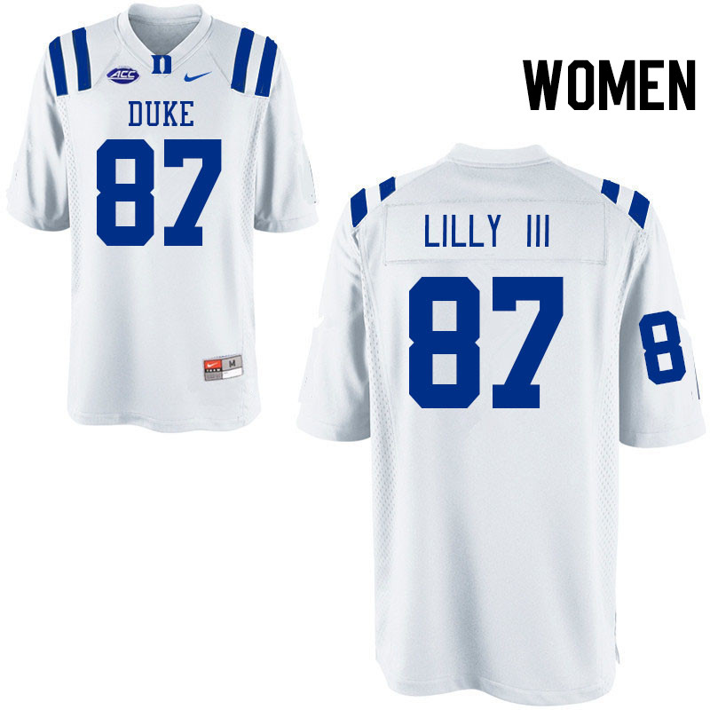 Women #87 Beau Lilly III Duke Blue Devils College Football Jerseys Stitched Sale-White